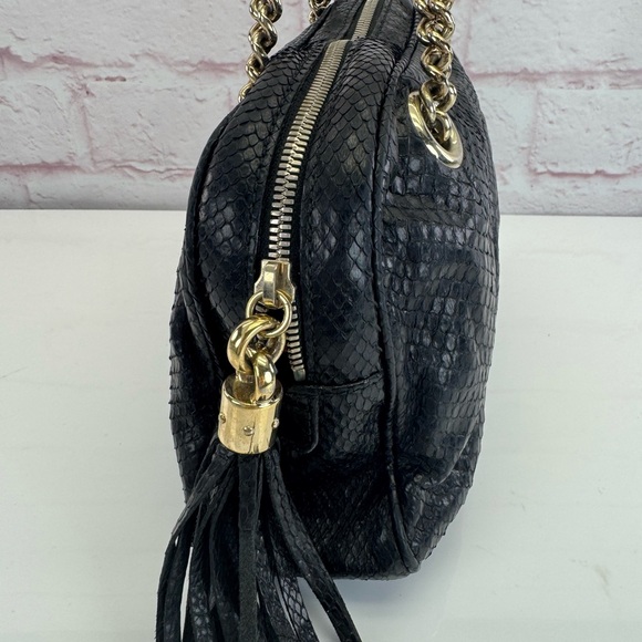 Gucci RARE Black Python SoHo Chain Tassel Shoulder Bag - Picture 6 of 16